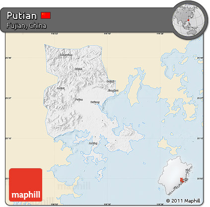 Classic Style Map of Putian, single color outside