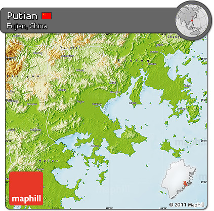 Physical Map of Putian