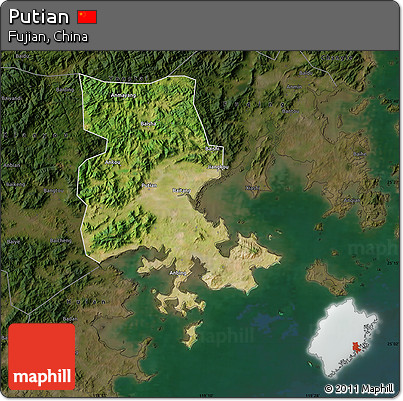 Satellite Map of Putian, darken