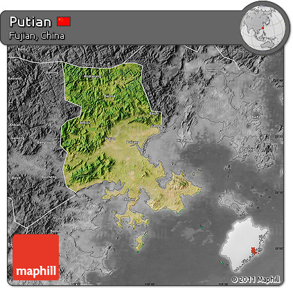 Satellite Map of Putian, desaturated