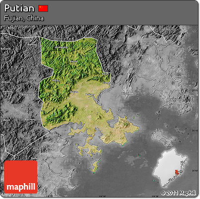 Satellite Map of Putian, desaturated