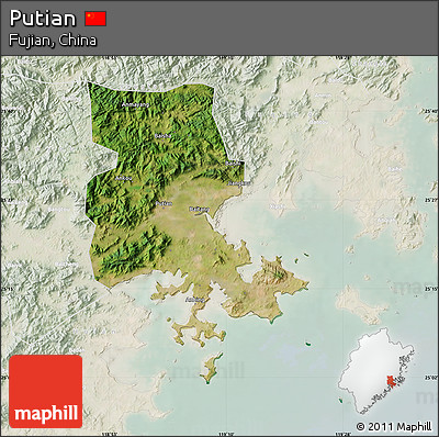 Satellite Map of Putian, lighten