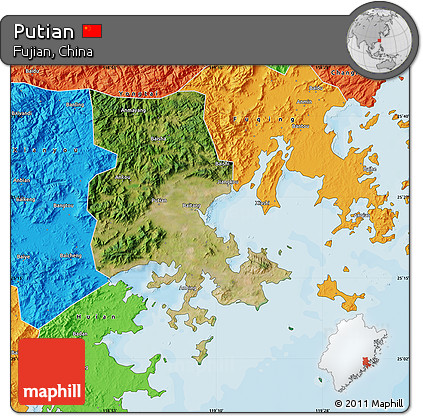 Satellite Map of Putian, political outside