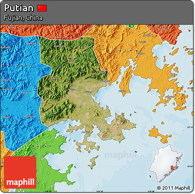 Satellite Map of Putian, political outside