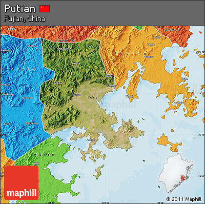 Satellite Map of Putian, political outside