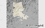 Shaded Relief Map of Putian, darken, desaturated