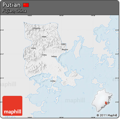 Silver Style Map of Putian, single color outside
