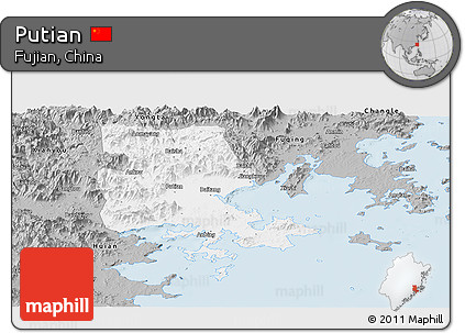 Gray Panoramic Map of Putian