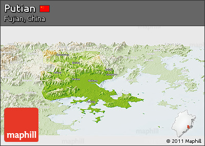 Physical Panoramic Map of Putian, lighten