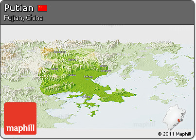 Physical Panoramic Map of Putian, lighten