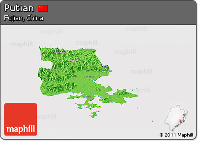Political Panoramic Map of Putian, cropped outside