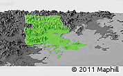 Political Panoramic Map of Putian, darken, desaturated