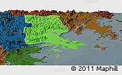 Political Panoramic Map of Putian, darken