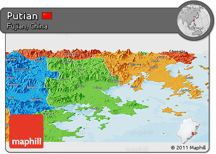 Political Panoramic Map of Putian