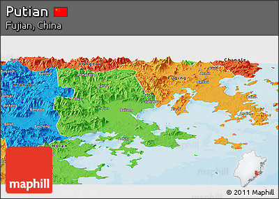 Political Panoramic Map of Putian