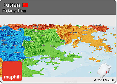 Political Panoramic Map of Putian