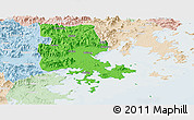 Political Panoramic Map of Putian, lighten