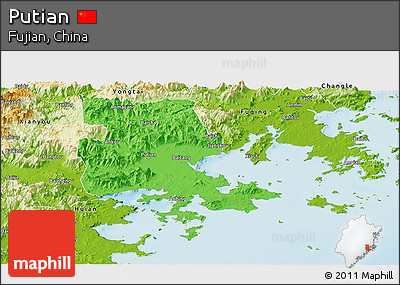 Political Panoramic Map of Putian, physical outside