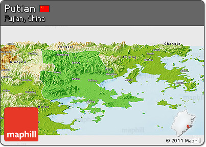 Political Panoramic Map of Putian, physical outside
