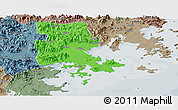 Political Panoramic Map of Putian, semi-desaturated