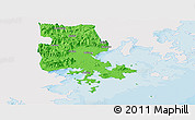 Political Panoramic Map of Putian, single color outside