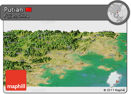 Satellite Panoramic Map of Putian