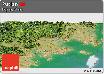 Satellite Panoramic Map of Putian