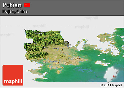 Satellite Panoramic Map of Putian, single color outside