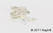 Shaded Relief Panoramic Map of Putian, cropped outside