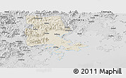 Shaded Relief Panoramic Map of Putian, desaturated