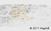 Shaded Relief Panoramic Map of Putian, lighten, desaturated