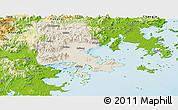 Shaded Relief Panoramic Map of Putian, physical outside