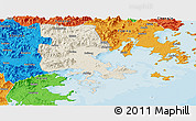 Shaded Relief Panoramic Map of Putian, political outside