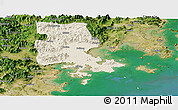 Shaded Relief Panoramic Map of Putian, satellite outside