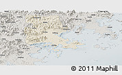 Shaded Relief Panoramic Map of Putian, semi-desaturated