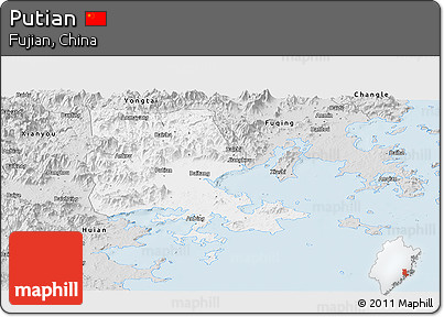 Silver Style Panoramic Map of Putian