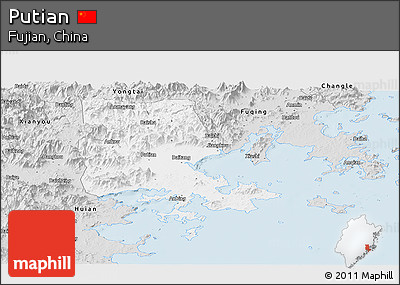 Silver Style Panoramic Map of Putian