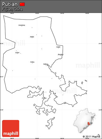 Blank Simple Map of Putian, cropped outside