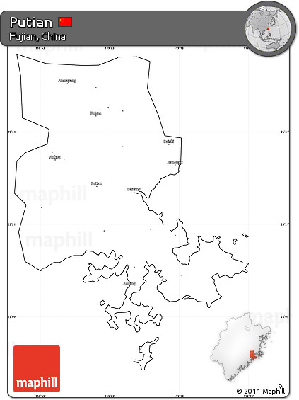 Blank Simple Map of Putian, cropped outside