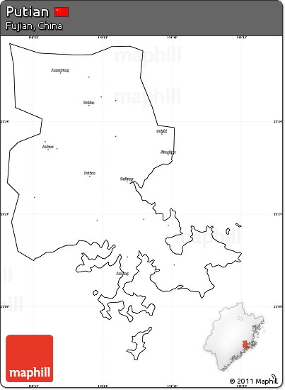 Blank Simple Map of Putian, cropped outside