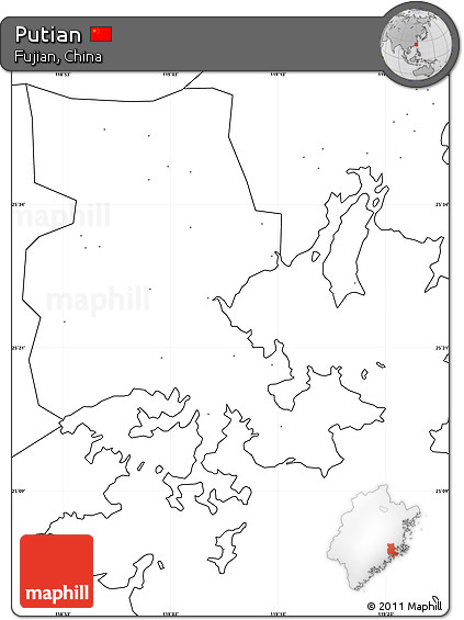 Blank Simple Map of Putian, no labels