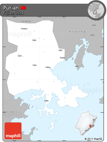 Gray Simple Map of Putian