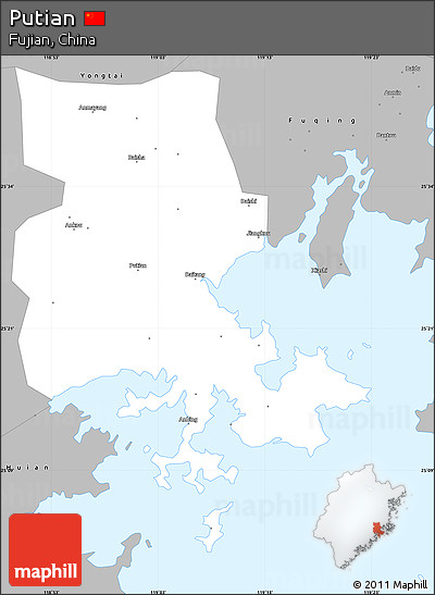 Gray Simple Map of Putian