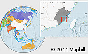 Political Location Map of Quanzhou Shi, highlighted country, highlighted parent region