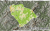 Physical 3D Map of Sha Xian, darken, semi-desaturated