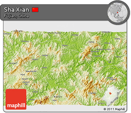 Physical 3D Map of Sha Xian