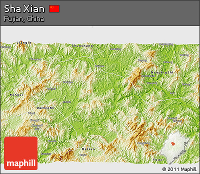 Physical 3D Map of Sha Xian