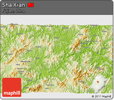 Physical 3D Map of Sha Xian