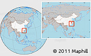 Gray Location Map of Sha Xian, highlighted country, within the entire country