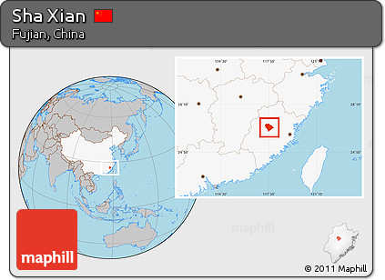 Gray Location Map of Sha Xian, highlighted country